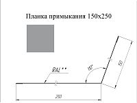 Планка примыкания 150*250 мм L=3 м GL PE-полиэстер 0,45 RAL 7004 - серый
