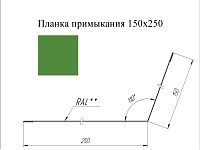 Планка примыкания 150*250 мм L=3 м GL PE-полиэстер 0,45 RAL 6002 - зеленый лист